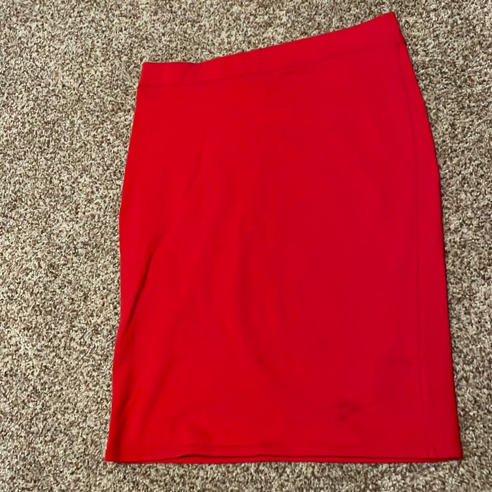 Red Knee Length Skirt